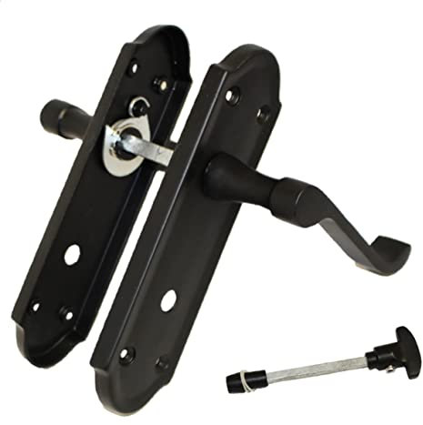 Haven Heritage ® Ashworth Internal Bathroom Door Handles in Matt Black - Back Plate Size 170mm x 48mm. Sold in Pairs (1)