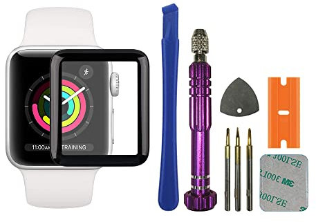 SwarKing 【Neu Display Glass Frontglas Außenglas Outer Screen Lens Ersatz Kompatibel mit iWatch Series 2 42mm / 3rd 42mm mit Reparatur Set
