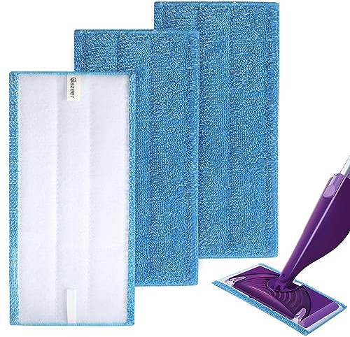 Gazeer 3 pack Reusable Pads Compatible with Flash Power mop,Refill Pads for Flash Power mop - Washable Mop Pads for Wet and Dry Sweeping