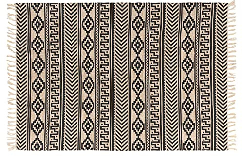 Douceur d'Intérieur, Rechteckiger Teppich mit Fransen, 120 x 170 cm, Baumwolle/Jute, Bedruckt, Manille