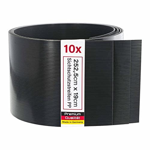 Zaunrebell - Sichtschutzstreifen Anthrazit aus PP - 252x19 cm für Doppelstabmatten Zaun, Gittermattenzaun - Made in Germany - 10 Streifen, Anthrazitgrau