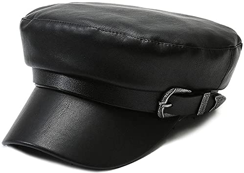 XYIYI Damen Fiddler Cap Newsboy Hut PU Leder Visor Baskenmütze Cap Paperboy Gatsby Hut