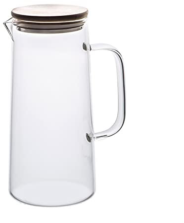 FAMoUsGoods Krüge 170 0ml Verdickte Glasscheibe Wasserkessel Kaffee Getränk Milch Teekanne mit Deckhandel Hitze Wasserkrug (Color : Transparent 1700ML)