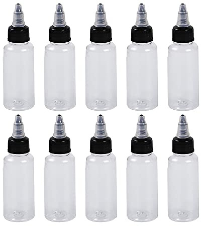 Boston Dosierflaschen, 20 Stück, runde PET-Kunststoff-Quetschflaschen mit Drehverschluss, leere Boston-Dosierung für Zuckerguss, Keksedekoration, Saucen, Gewürze, Kunst und Handwerk, 60 ml