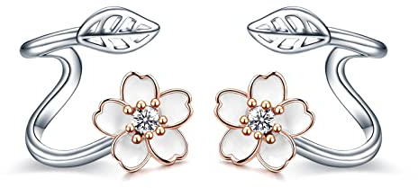 POPLYKE Boucles d'oreilles à tige tournesol en argent sterling 925 pour filles, cadeau d'anniversaire, pierre de lune, Argent sterling, Zircone cubique