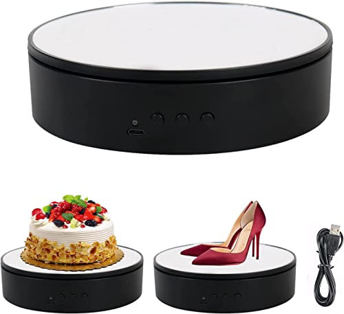Drehteller Elektrisch, Btstil 360° Drehständer Displayständer Elektrischer Drehteller für Schmuck Produkt Display, Shop Ausstellungsstand, Fotografie (Weiß)
