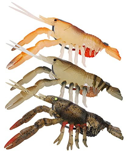 TRUSCEND TPE Pre-Rigged Crayfish Soft Lures con amo VMC, Premium Durevole Esche da Pesca Gamberetti per Acqua Dolce o Salata, Bass Fishing Jigs per Trota Crappie, Pesca Regali per gli Uomini