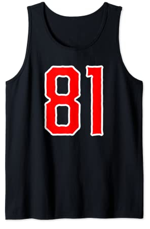 Nummer #81 Weiß Rot Sport Uni Nummer 81 Tank Top