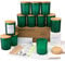 MILIVIXAY 12 Pack Matt Green Glass Candle Jars with Lids and Making Kits - Empty Jars for Bulk Containers