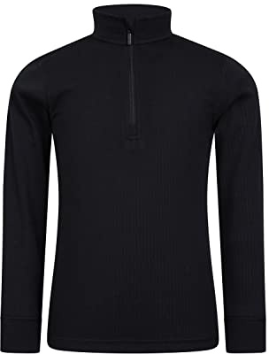 Mountain Warehouse Talus Kids Zip Neck Base Layer Top Black Kids Size 2-3 Years