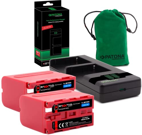 Baxxtar 2X NP-F970 Batterie 9600mAh avec Chargeur PD-Performance USB-C (1500mA) Compatible avec caméscope Sony indicateurs LED Lampe vidéo moniteurs caméra Battery NP F550 F750 F950 F970 NPF970