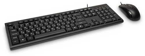 Inter-Tech KM-3149R Tastatur+Maus Set US- und RU-Layout (QWERTY + ?????) schwarz