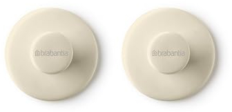 Brabantia - Renew Crochets à Serviettes - Idéal pour la Salle de Bain, Les Toilettes ou la Cuisine - Supporte 2 kg - sans Perçage - Anti-Corrosion - Matériel de Fixation Inclus - 2 psc - Soft Beige