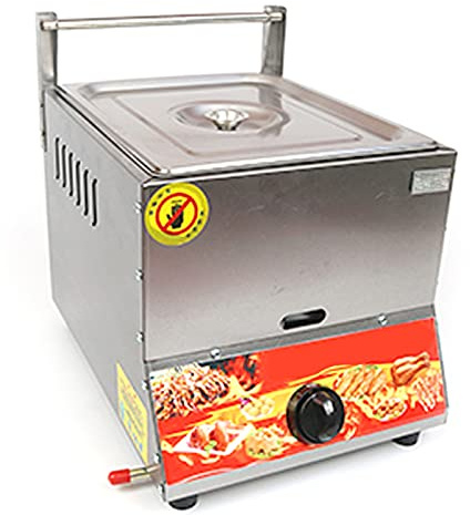 CHEMYO Freidora compacta, freidora de Gas de Gran Capacidad de 11 l, con cestas y Tapa, Potencia de Fuego Ajustable, Acero Inoxidable, fácil Limpieza