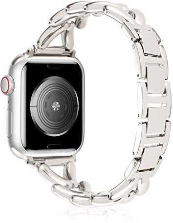 WoPail Correas Compatible con Apple Watch 41mm 40mm 38mm Serie 11/10/9/8/7/6/5/4/3/2/1, Mujer Metal Pulsera de Acero Inoxidable Compatible con iWatch SE 3/2/1 - Plata