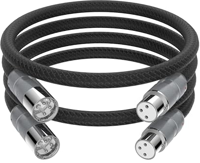 Viborg Pure Copper Series Professional HiFi XLR Stereo Cable 1 m, High End Audio Cable XLR OFC XLR Male to Female Audio Cable Braided Balanced XLR Microphone Cable