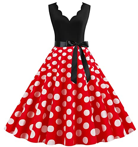 MeiLyviba Kleider Damen 50er 60er Jahre Kleid Neckholder 1950Er Abendkleider Hepburn Stil Rockabilly Retro Kleider Petticoat Kleid Hepburn Kostüm Vintage Cocktailkleid