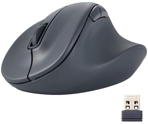 ELECOM Wireless Ergonomic Shape Mouse, 2.4GHz with Mini USB Receiver, Silent Click, Right Hand 2000DPI, 5 Buttons, Optocal Sensor, EX-G, Lsize Black (M-XGL30DBSKBK)