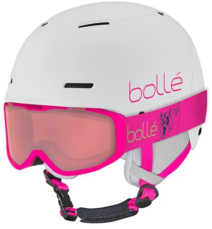 Bollé | COMBO - Casco e Maschera da sci | B-FUN JR and ROCKET |White & Pink Matte and Vermillon Cat 2 | Small-Medium | Unisex | Children