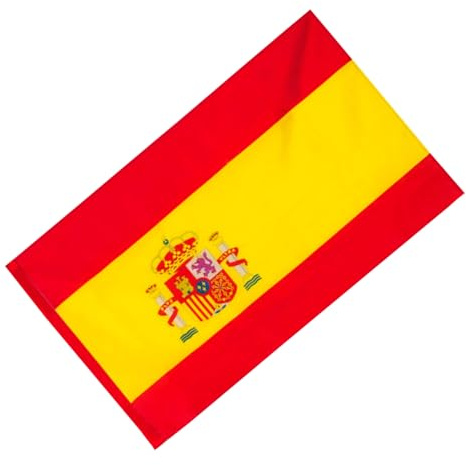 BDM Grand Drapeau Espagnol 100x70, Drapeau Espagnol très résistant, Drapeau National extérieur et écusson intérieur