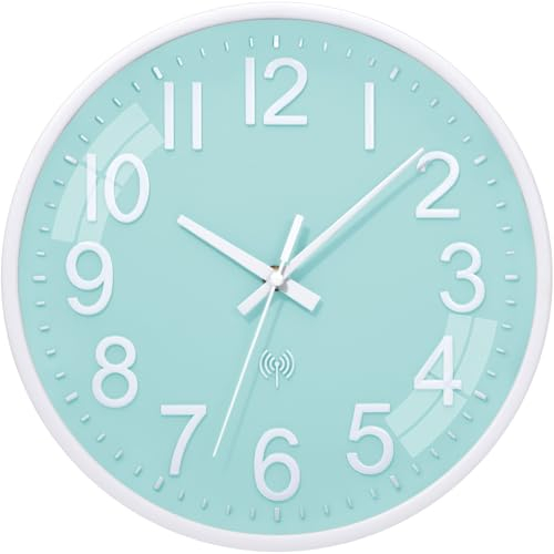 ACCSHINE Wanduhr Funk Lautlos Funkwanduhr Wanduhr Ohne Tickgeräusche 30cm Quarz Batterie Groß Einfach zu Lesen für Zimmer Zuhause Küche Wohnzimmer Schlafzimmer Büro Schule (Hellgrün)