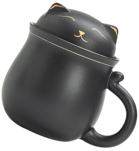 HOODANCOS Tasse À Thé En Céramique Avec Infuseur Et Couvercle De Tasse À Café Chat Mignon Pour Les Amoureux Des Chats Passoire À Tasse À Thé En Porcelaine Faite À La Main Portable