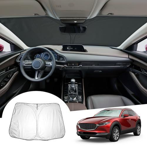 GAFAT Compatible con Mαzdα CX-30 2019-2024 2025 Protección Solar para Parabrisas interior, CX-30 2023 Parasol Lunas delanteras, Enfriamiento, Protección UV, Mαzdα CX30 Accesorios