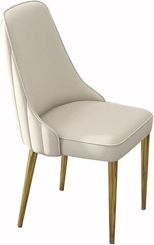 Widppsopt Esszimmerstühle, modern, PU-Leder, hohe Rückenlehne, gepolsterter weicher Sitz, Schreibtischstuhl für den Haushalt, stabile Metallbeine in Eisenkunst (Beige, goldene Füße)