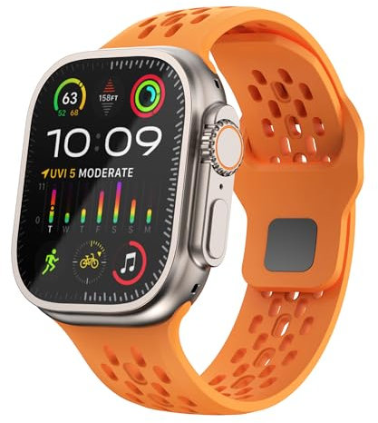 Sport Straps for Apple Watch Ultra 2 Strap 49mm 46mm 45mm 44mm 40mm 41mm 38mm 42mm for Men Women,Silicone Breathable Replacement Band for Apple Watch Ultra/iWatch SE Series 10 9 8 7 6 5 4 3 2 1 SE