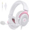 EKSA Casque Gaming, Casque Gamer avec Micro Antibruit Enfichable, Casque PC Son Stéréo Bass 3.5mm, Casque Audio pour PC PS4 PS5 Switch Xbox,Rose