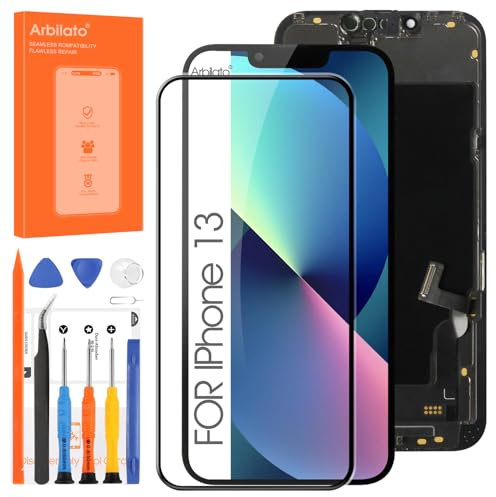 Arbilato OLED for iPhone 13 Screen Replacement - LCD Display Touch Screen Digitizer A2631 A2482 Full Assembly Replacement with Repair Tools(Black)