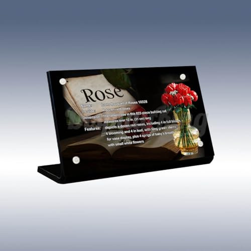 Plaque en acrylique pour bouquet de roses Lego 10328 (ensemble Lego non inclus)