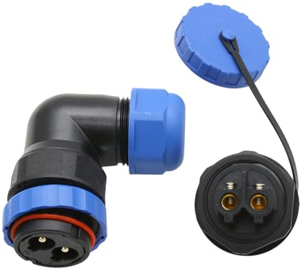 HangTon TY28 Connecteur d'alimentation électrique à 2 broches 45 A, prise femelle à montage sur panneau et prise mâle coudée à 90 degrés, sans soudure, étanche, déconnexion rapide pour automobile