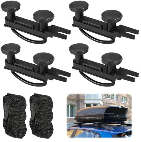 mizikuu 4pcs Dachbox Befestigung U Bügel, Universal Auto Van Montage Fitting Installationszubehörsatz mit Schwere Kontermuttern U Bolzen Schellen Bandagen Rund Punktaufkleber Halterungs Montagezubehör