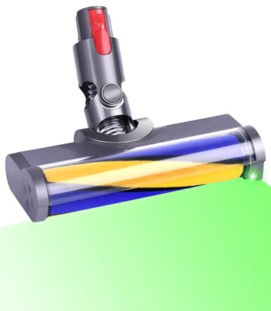 Spazzola per Dyson V15 V11 V10 V8 V7 – Testa di Spazzola con Luci LED Verdi, Spazzola Aspirapolvere di Ricambio con Rullo Morbido per Pavimenti Duri e Parquet