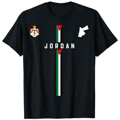 Jordan-Flagge, Silhouettenkarte von Jordanien, Wappen T-Shirt