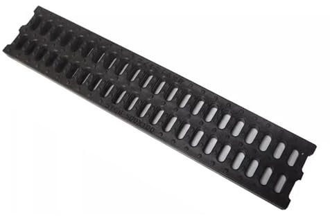 EXCLURA EntwäSserungsrinne Schmaler Rinnenrost 10 cm Breit, Kunststoff-Außen-Drainagerost Schwarz, Sickerleitungsabdeckung Gesamtlänge 50cm, für den Gewerblichen Bereich