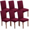 FRKOKRFA Stuhlhussen 6er Set Universal Stretch Jacquard Stuhlüberzüge, Abnehmbarer Waschbarer Stuhlüberzug, Dekoration Stuhlbezug für Esszimmer, Hotel, Hochzeit und Partys (Bordeaux)