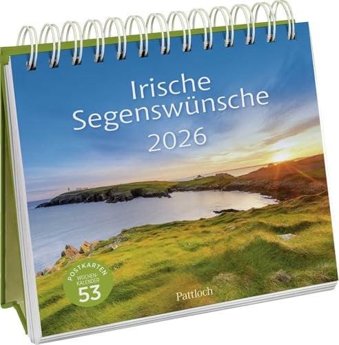 Postkartenkalender 2026: Irische Segenswünsche: Wochenkalender zum Aufstellen, Tischkalender mit Spiralbindung und 53 Postkarten zum Heraustrennen