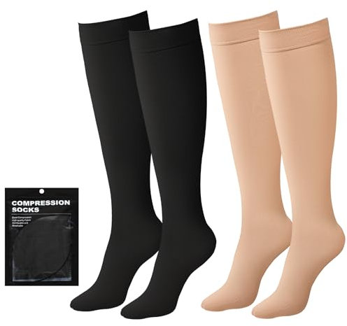 Evolyline 2 Paar Medizinische Kompressionsstrümpfe Damen Herren 20-30 mmHg Klasse 2, Waden Geschlossenem Zehenbereich StützstrüMpfe Kompressionssocken Thrombosestrümpfe Abgestufte Unterstützung ödeme