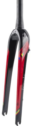 BSFHQS Gravel Bikes Fourche Rigide 700C Fourches De Vélo De Route QR Fourche Avant De Vélo en Fibre De Carbone Fourche Dure De Vélo 28,6mm Tube Droit/Conique Frein À Disque(Gloss Red,Tapered)