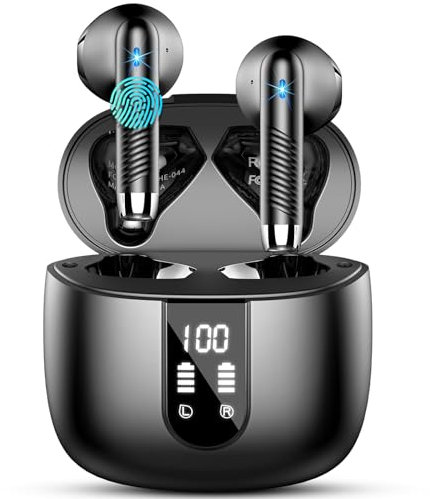 Bluetooth 5.4 Kopfhörer, Kopfhörer Kabellos Bluetooth In Ear Kopfhörer, 2025 Kabellose Kopfhörer mit 4 ENC Mic, Noise Cancelling Earbuds 48Std Tiefer Bass, USB-C, IP7 Wasserdicht Ohrhörer, LED-Anzeige