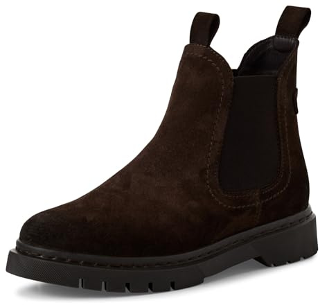 Tamaris Damen Chelsea Boots, Frauen Stiefeletten,Wechselfußbett,Comfort Lining,uebergangsschuhe,uebergangsstiefel,flach,Mocca Suede,38 EU