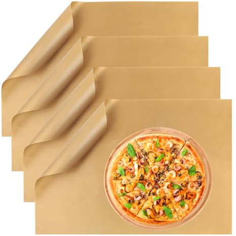 Tkxjry Dauerbackfolie für Backofen (5er-Set),Premium wiederverwendbares backpapier,Hitzebeständig Backmatte für Backofen,30×40cm Hellbraun Dauerbackfolie,Geeignet für Backofen, Grillplatte, Backofen