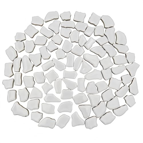 Unregelmäßige Keramik-Mosaikfliesen, 1,7 cm - 3,9 cm, 500 g/1,1 lb, Keramik-Mosaikfliesen zum Basteln, Keramik-Mosaikstücke für Heimdekoration oder DIY-Basteln, Mosaik-Herstellungszubehör (Weiß)