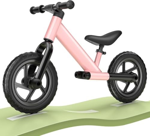 Vankarr Draisienne 2 Ans sans Pédales Vélo Enfant 2-5 Ans Jusqu'à 25 kg Draisienne Bebe en Métal Ultra-léger, Selle Réglables, Vélo d'équilibre pour Garçons Filles (Rose)