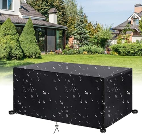 Gartenmöbel-Set, 180 x 145 x 60 cm, wasserdicht, Terrassentisch- und Stuhlhussen für Würfel/rechteckige Gartenmöbel, schwarzer Rattan-Sofa-Bezug für den Außenbereich