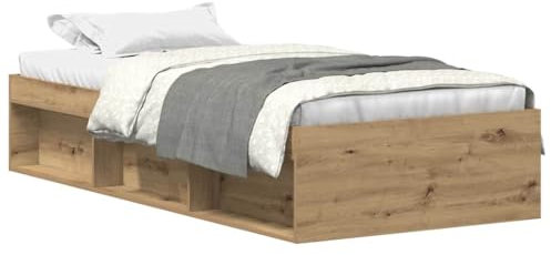 vidaXL Bettgestell ohne Matratze Artisan-Eiche 100x200cm Holzwerkstoff, Bettrahmen, Bett, Einzelbett, Schlafzimmermöbel, Lattenrost, Schlafzimmerbett