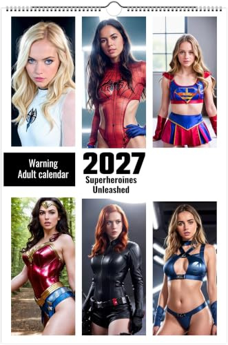 Superhelden Cosplay Wandkalender 2027, 12 Monate, FSK 18