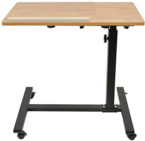 Tavolino girevole per computer con fessura di supporto, tavolo da letto rotella, per computer portatile, 60 x 34,5 x 58/90 cm (colore legno)